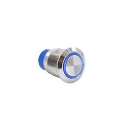 1 pcs : ULV4F2BSS344 - Pushbutton Switches Anti-vandal, SPDT, On-(On), Panel Mount, Front, Silver, LED, Blue, IP67