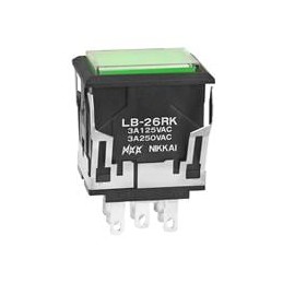 1 pcs : LB26RKW01-5F-JF - Pushbutton Switches DPDT ON-ON REC GRN