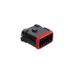 1 pcs : AT06-12SA-MMBLK - Automotive Connectors 12 Pin Plug Key PosA w/EndCp, Red Dia BLK
