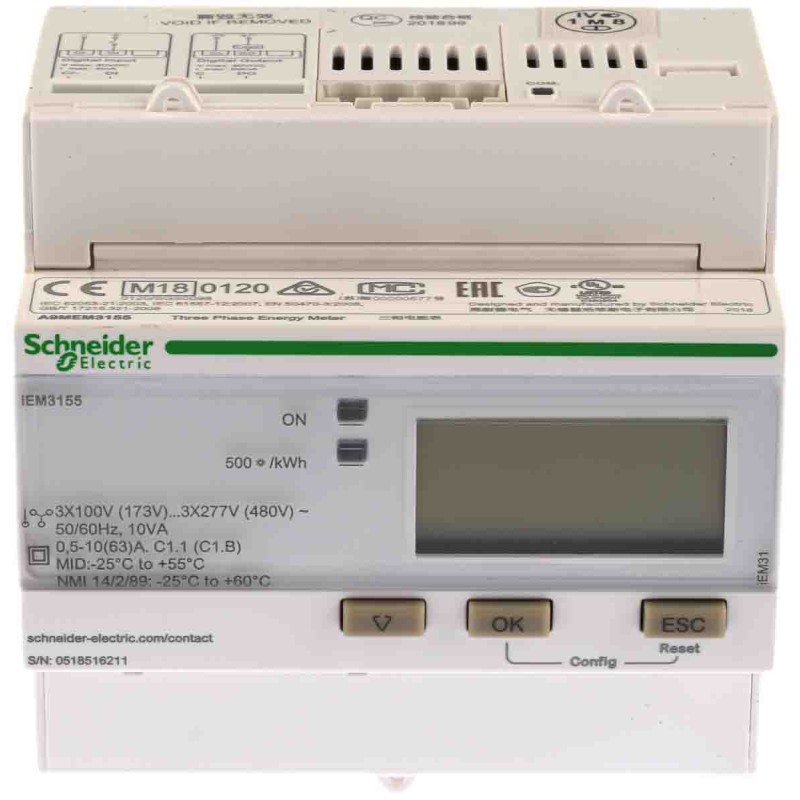 1 pcs - Schneider Electric 1, 3 Phase LCD Energy Meter