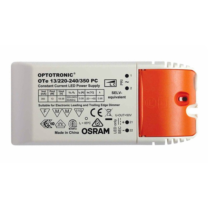 1 pcs - Osram LED Driver, 18 - 38V Output, 13W Output, 350mA Output, Constant Current Dimmable
