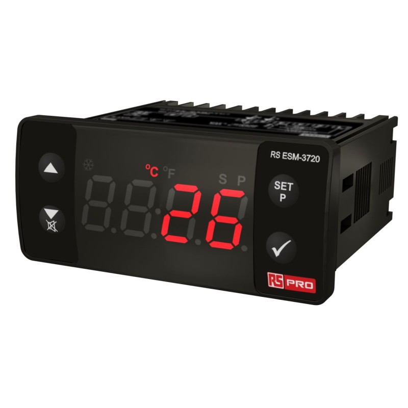 1 pcs - RS PRO Panel Mount PID Temperature Controller, 77 x 35mm 1 Input, 2 Output Relay, 100 - 240 V Supply Voltage