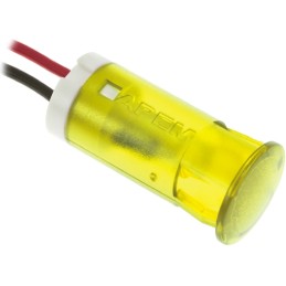 1 pcs - Apem Yellow Panel Mount Indicator, 24V dc, 12mm Mounting Hole Size, Lead Wires Termination