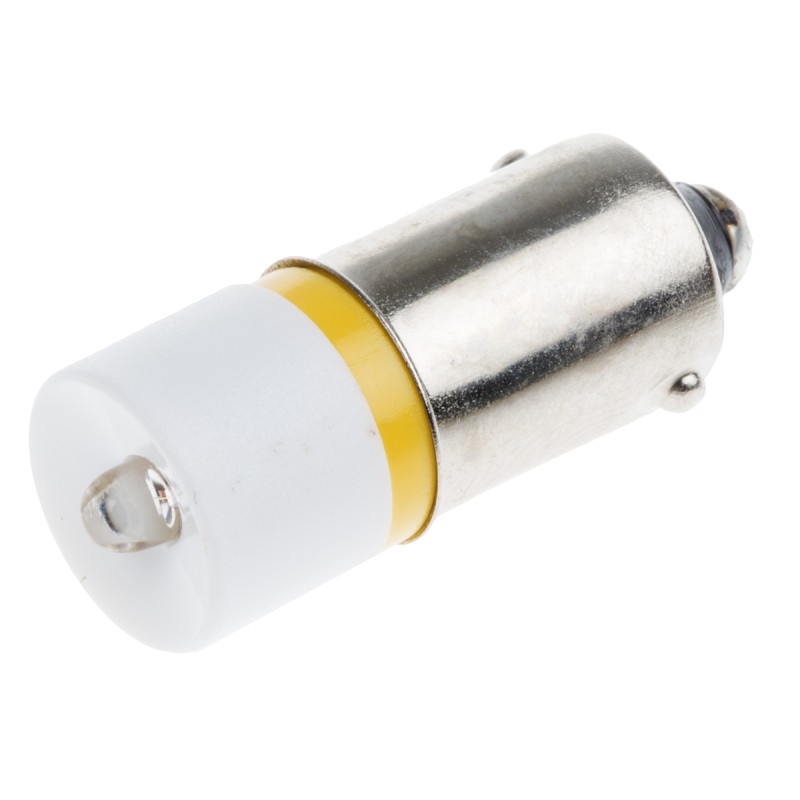 1 pcs - RS PRO Yellow LED Indicator Lamp, 6V ac/dc, BA9s Base, 10mm Diameter, 630mcd