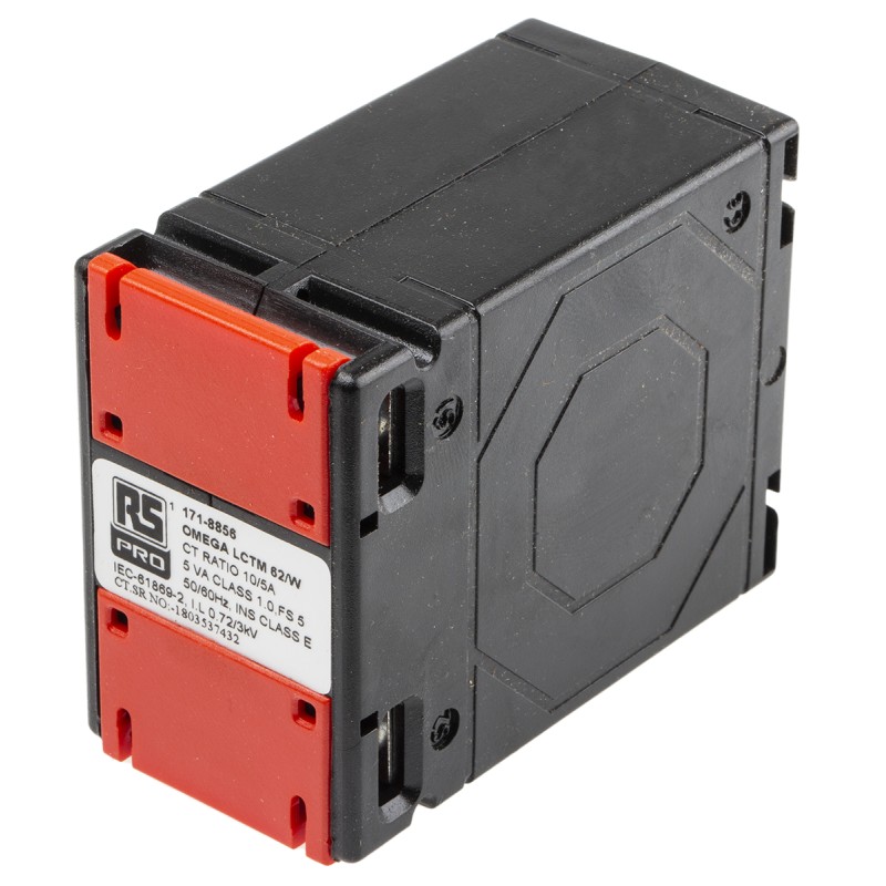 1 pcs - RS PRO Base Mounted Current Transformer, 10A Input, 10:5, 5 A Output, 62 x 40mm Bore