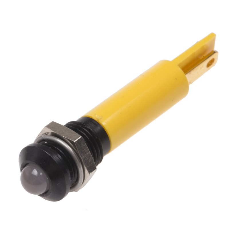 1 pcs - RS PRO Yellow Panel Mount Indicator, 8mm Mounting Hole Size, Solder Tab Termination, IP67