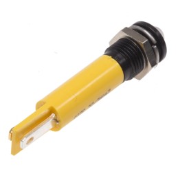 1 pcs - RS PRO Yellow Panel Mount Indicator, 8mm Mounting Hole Size, Solder Tab Termination, IP67