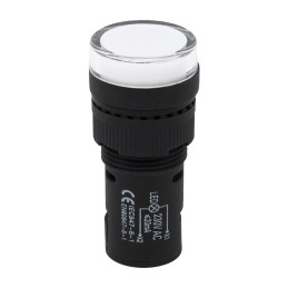 1 pcs - RS PRO, Panel Mount White LED Pilot Light, 16mm Cutout, IP40, Round, 230V ac