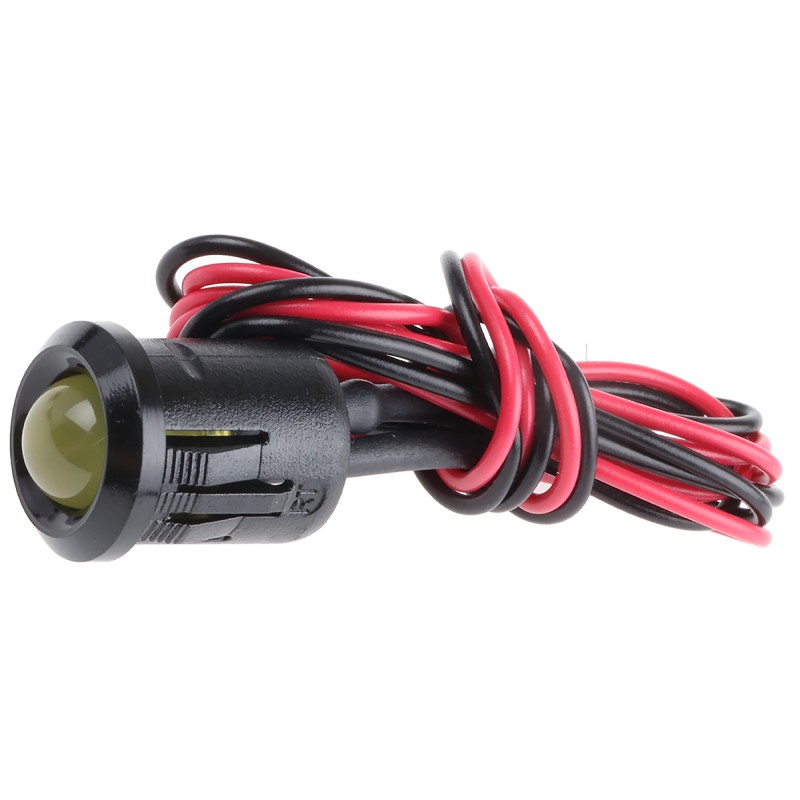 1 pcs - RS PRO Yellow Panel Mount Indicator, 24V dc, 12mm Mounting Hole Size, Lead Wires Termination