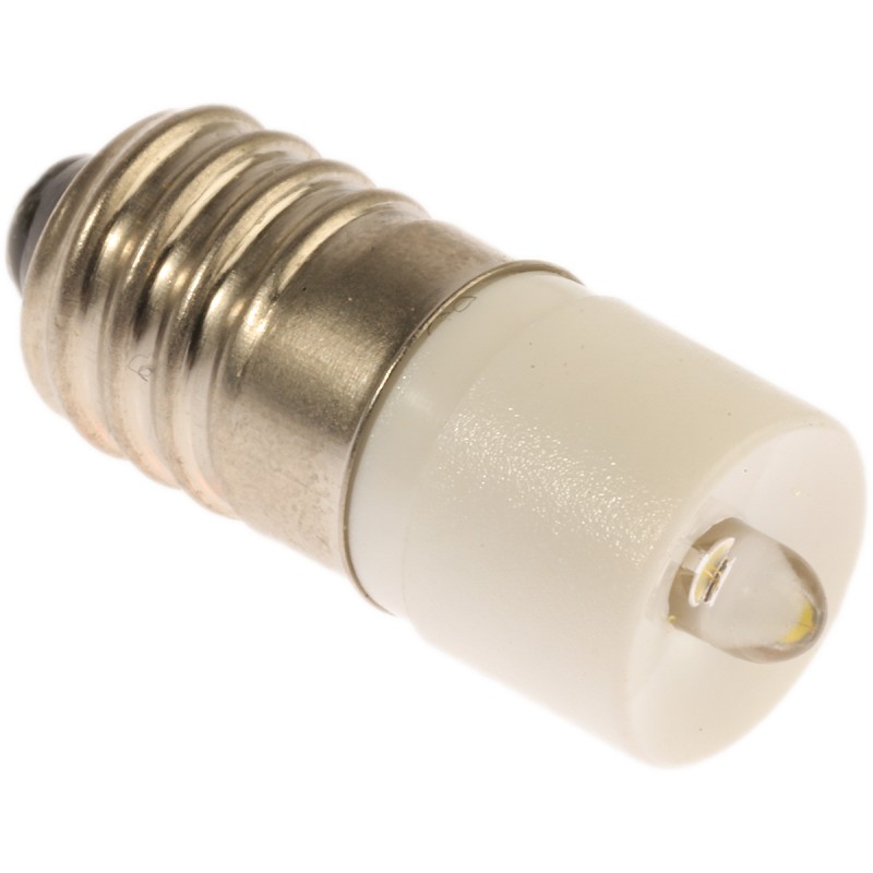 1 pcs - RS PRO White LED Indicator Lamp, 12V ac/dc, E10 Base, 10mm Diameter, 2070mcd