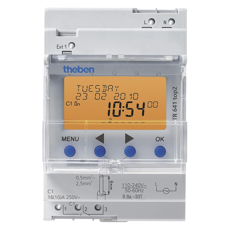 1 pcs - Theben Digital DIN Rail Time Switch 110 - 240 V ac, 1-Channel