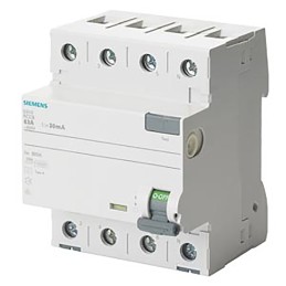 1 pcs - Siemens 5SV3 RCCB, 63A, 4 Pole, 300mA, Type A