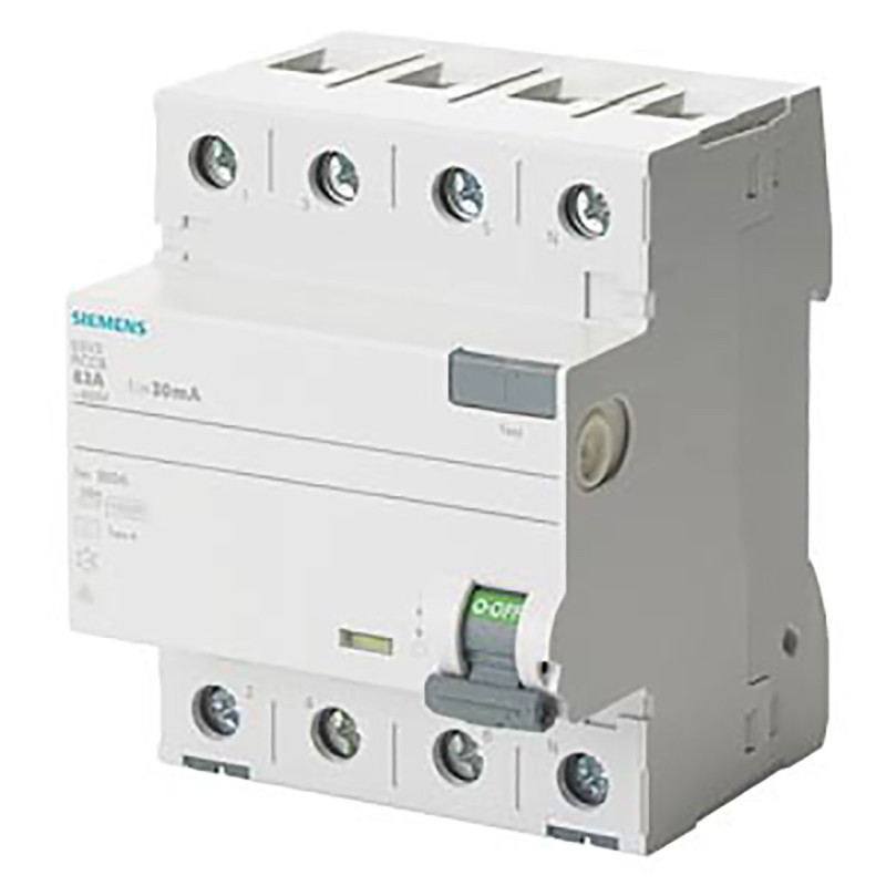 1 pcs - Siemens 5SV3 RCCB, 63A, 4 Pole, 300mA, Type A