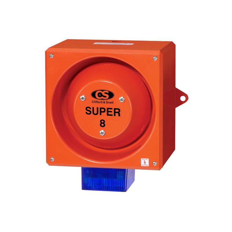 1 pcs - Clifford & Snell YL80 Super Series Blue Sounder Beacon, 230 V, IP66, Side Mount, 120dB at 1 Metre