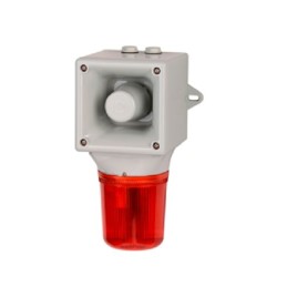 1 pcs - e2s AB105LDA Series Amber, Blue, Clear, Green, Red, Yellow LED Beacon, 24 V, IP65, Wall Mount, 113dB at 1 Metre