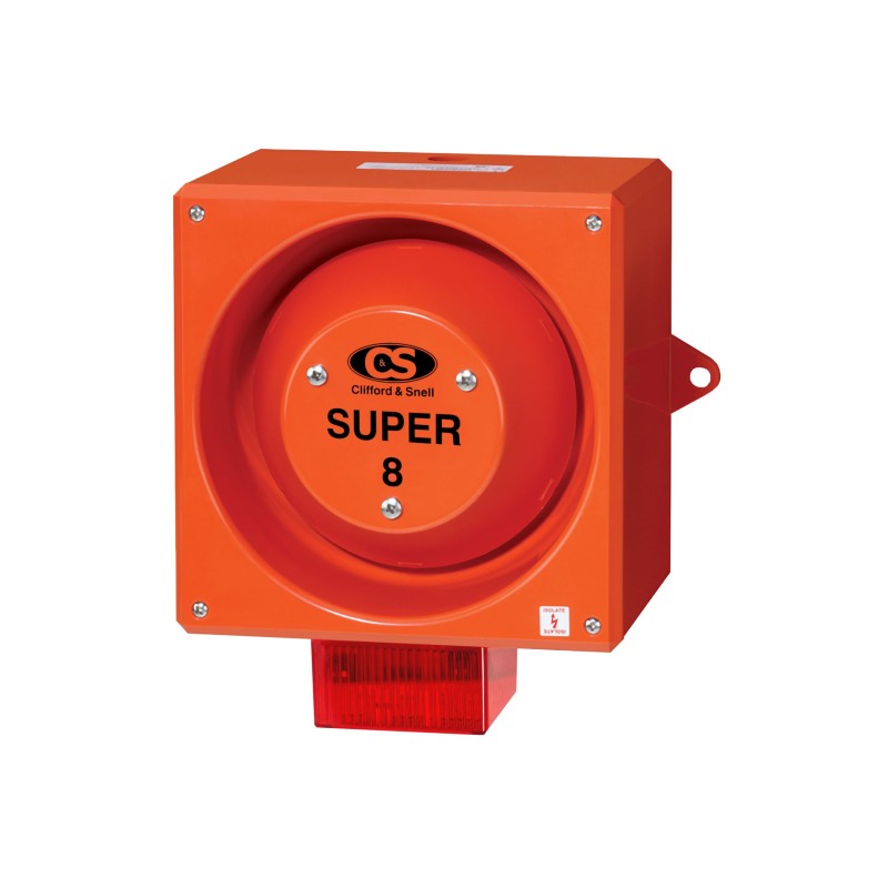 1 pcs - Clifford & Snell YL80 Super Series Red Sounder Beacon, 230 V, IP66, Side Mount, 120dB at 1 Metre