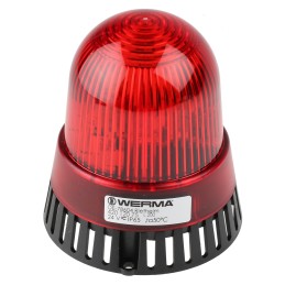 1 pcs - Werma 420 Series Red Sounder Beacon, 24 V ac/dc, IP65, Surface Mount, 105dB at 1 Metre