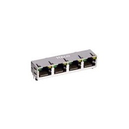 1 pcs : HCJT4-812SK-L12 - Modular Connectors / Ethernet Connectors Shielded 1X4 Tab Up RJ45 G/Y LED