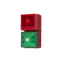1 pcs - Clifford & Snell YL40 Series Green Sounder Beacon, 115 V ac, IP65, Bulkhead, Flat Wall, 108dB at 1 Metre