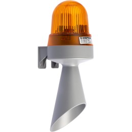 1 pcs - Werma 424 Series Yellow Horn Beacon, 24 V ac/dc, IP65, Surface Mount, 98dB at 1 Metre
