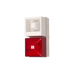 1 pcs - Clifford & Snell YL40 Series Red Sounder Beacon, 230 V ac, IP65, Bulkhead, Flat Wall, 108dB at 1 Metre