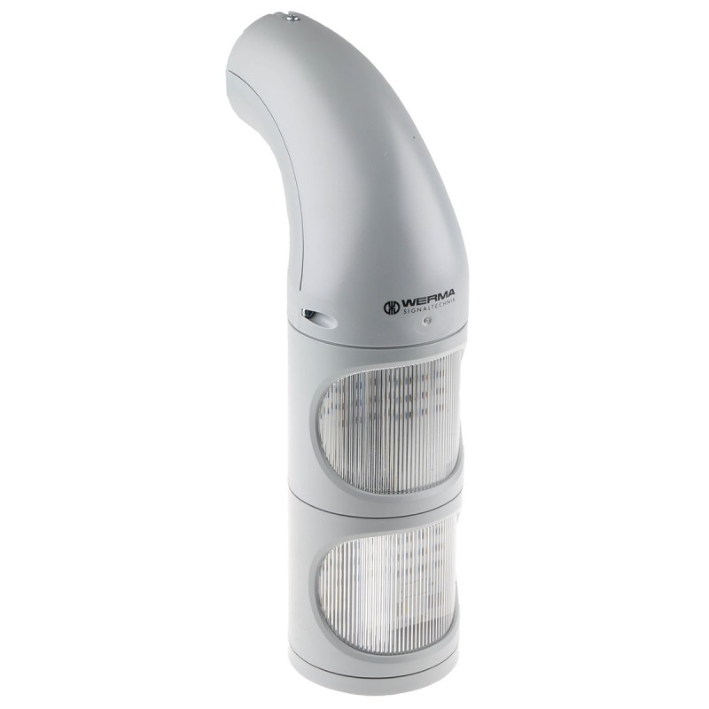 1 pcs - Werma 894 Series Clear Signal Tower, 2 Lights, 115 - 230 V ac, Tube, Wall Mount