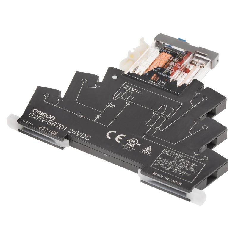 1 pcs - Omron DIN Rail Power Relay, 24V dc Coil, 6A Switching Current, SPDT