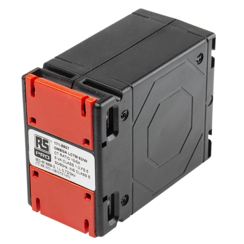 1 pcs - RS PRO Base Mounted Current Transformer, 15A Input, 15:5, 5 A Output, 62 x 40mm Bore