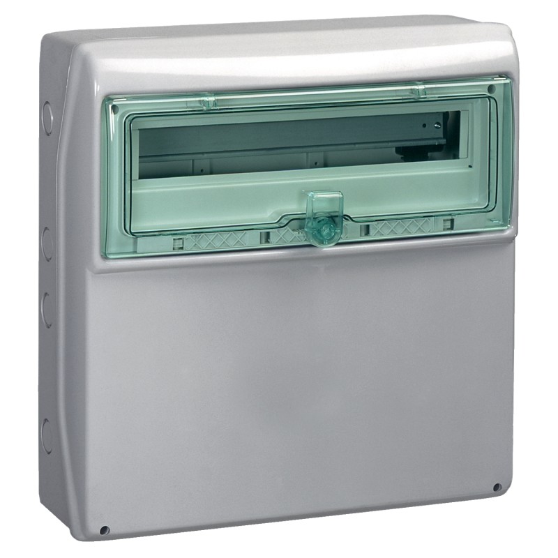 1 pcs - Schneider Electric Mureva Light Grey Smooth Polymer Electrical Enclosure, IEC, IP65, Surface Mount Mount, 1 Gangs, 460