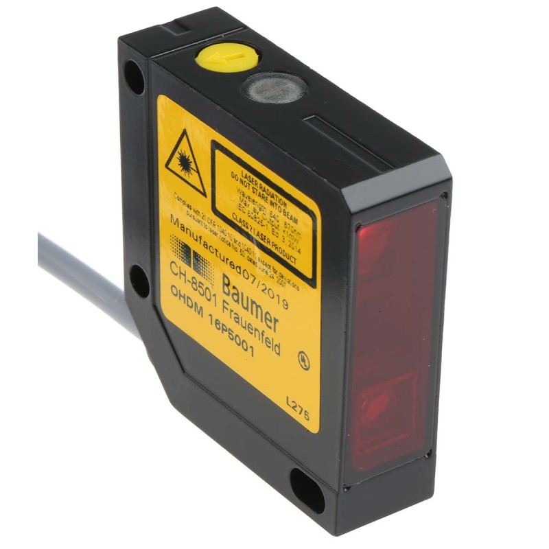 1 pcs - Baumer Diffuse Photoelectric Sensor, Block Sensor, 25 - 300 mm Detection Range