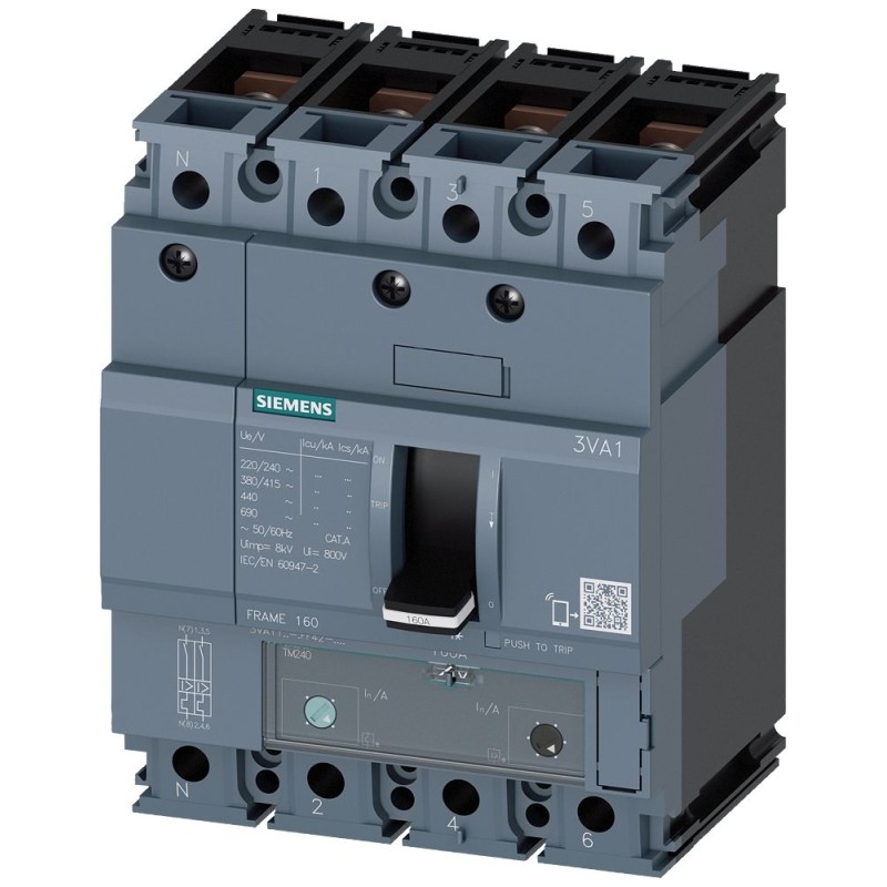 1 pcs - Siemens SENTRON 3VA1 MCB, 4P, 40A
