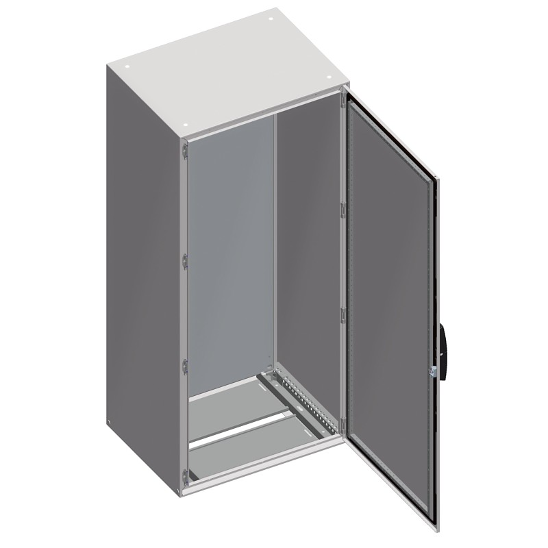 1 pcs - Schneider Electric NSYSM Series Sheet Steel Single-Door-Door Floor Standing Enclosure, Opaque Door, IP55, 1400 x 600 x