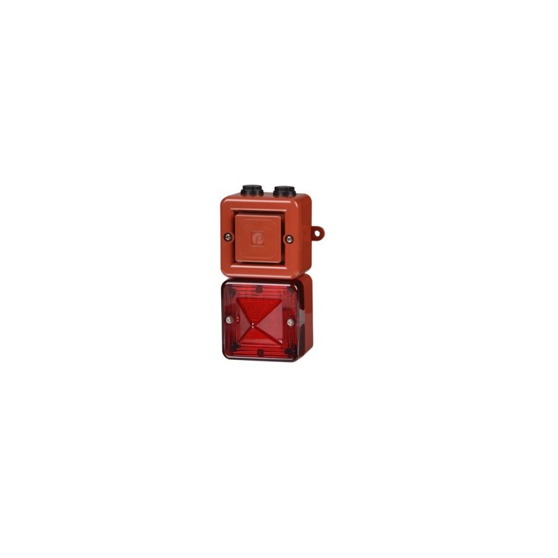 1 pcs - e2s SONFL1X Series Red Sounder Beacon, 24 V dc, IP66, Back Box with Mounting Lugs – 2 x M20, 101 - 103dB at 1