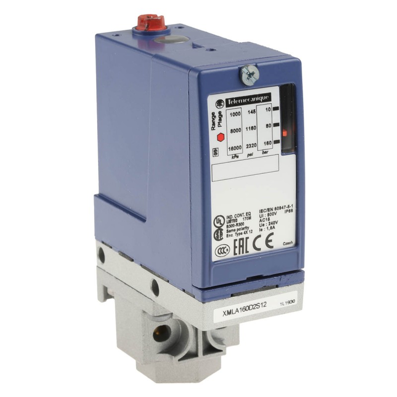 1 pcs - Telemecanique Sensors Pressure Sensor, 10bar Min, 160bar Max, Relay Output, Differential Reading