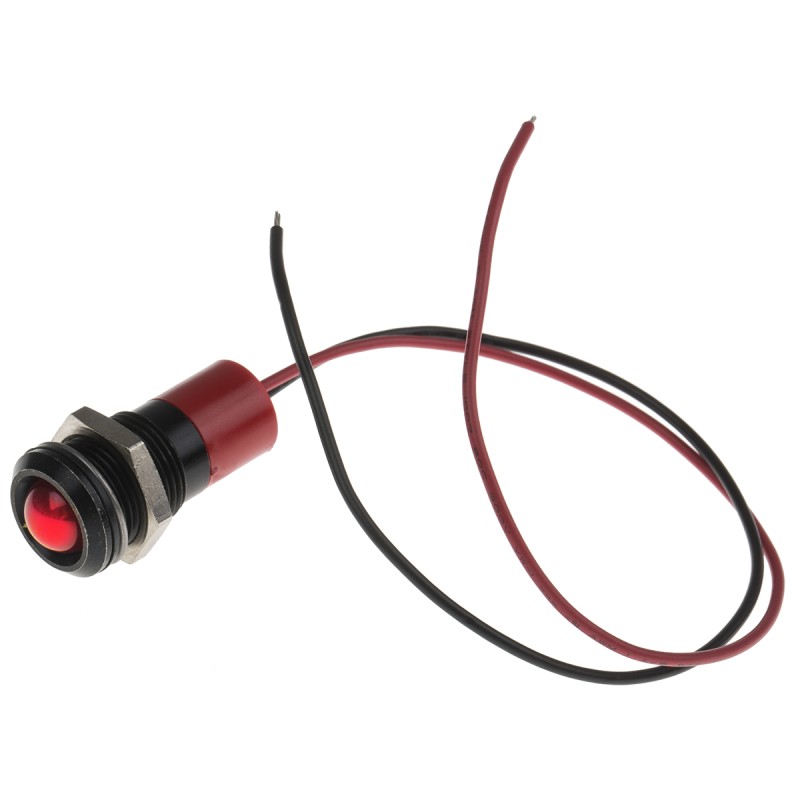 1 pcs - RS PRO Red Panel Mount Indicator, 220V ac, 14mm Mounting Hole Size, Lead Wires Termination, IP67