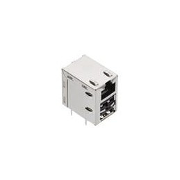 1 pcs : 1888371-1 - Modular Connectors / Ethernet Connectors MJ, 2X1RJ45+2USB, BLACK, NOLEDS