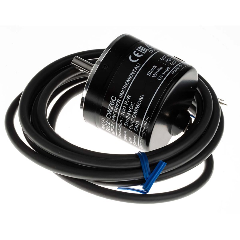 1 pcs - Omron E6C2 Series Incremental Incremental Encoder, 100 ppr, NPN Open Collector Signal, Solid Type, 6mm Shaft