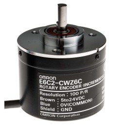 1 pcs - Omron E6C2 Series Incremental Incremental Encoder, 100 ppr, NPN Open Collector Signal, Solid Type, 6mm Shaft