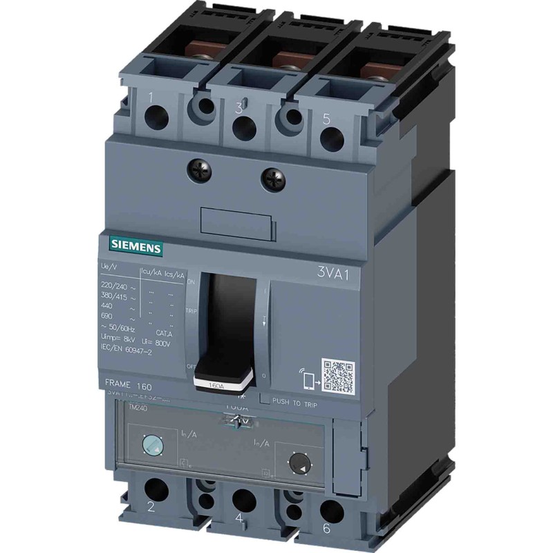 1 pcs - Siemens, SENTRON MCCB 3P 100A, Breaking Capacity 70 kA