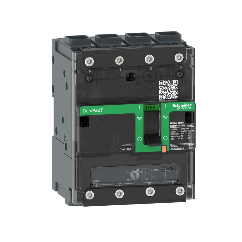 1 pcs - Schneider Electric, ComPacT NSX MCCB 4P 125A, Fixed Mount