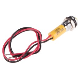 1 pcs - RS PRO Yellow Panel Mount Indicator, 24V dc, 8mm Mounting Hole Size, Lead Wires Termination, IP67