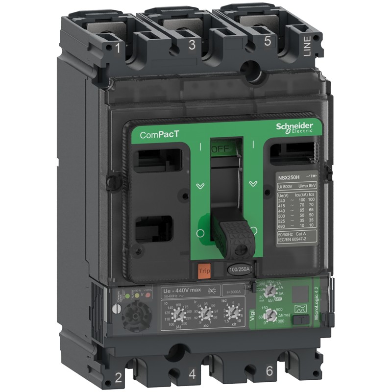 1 pcs - Schneider Electric, ComPacT NSX MCCB 3P 160A, Fixed Mount