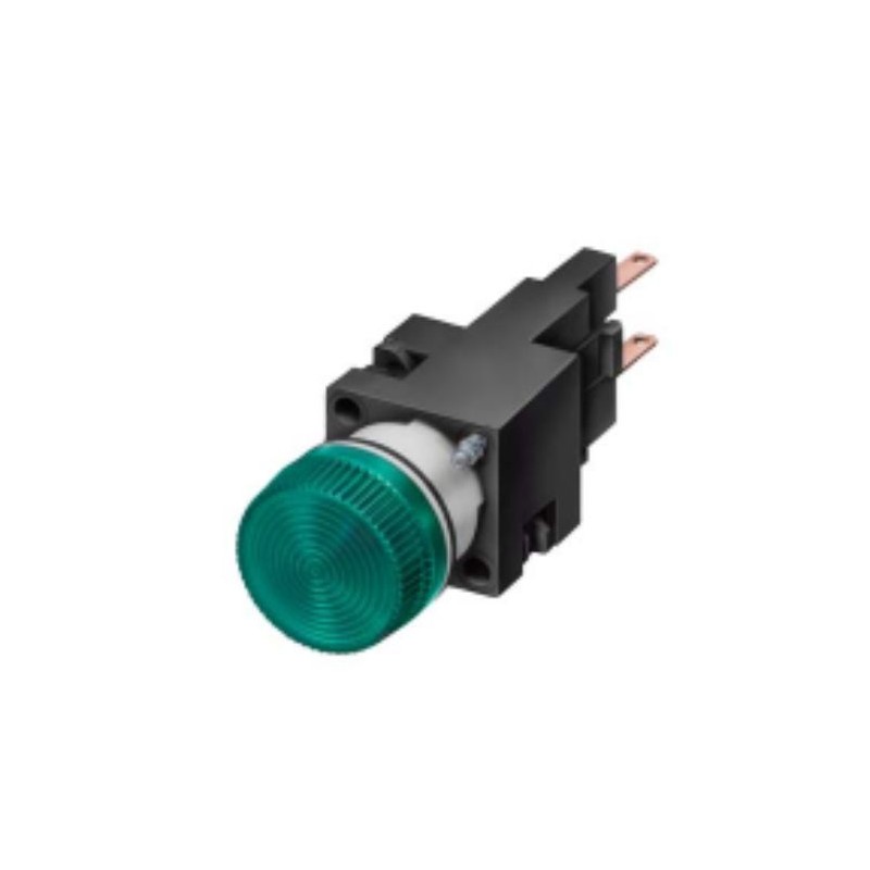 1 pcs - Siemens 3SB2 Series White Glow Lamp Indicator, 24V, 16mm Mounting Hole Size, Solder Tab Termination, IP65