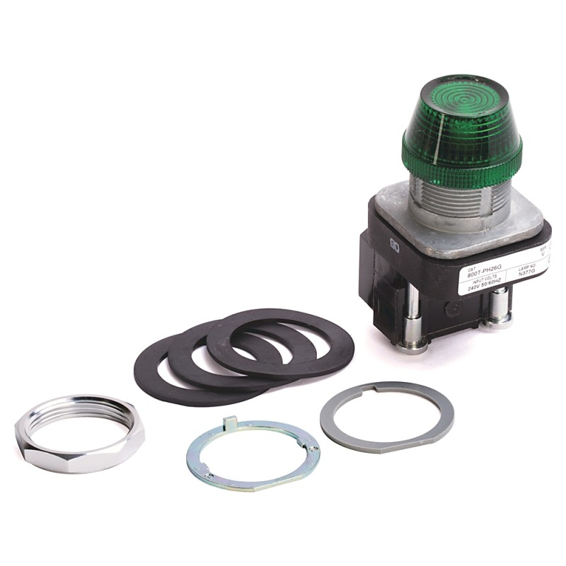 1 pcs - Rockwell Automation, 800T, Panel Mount White LED Pilot Light, 30mm Cutout, IP66, Round, 480V