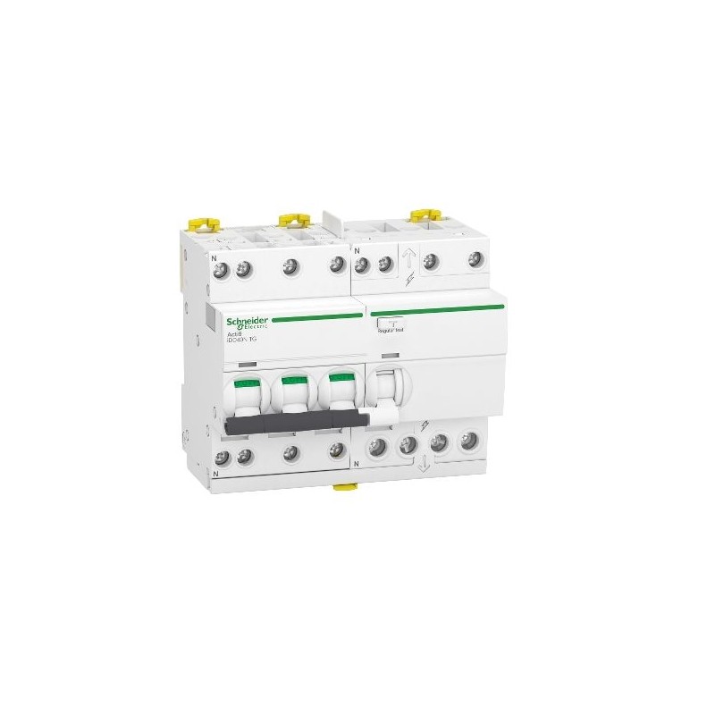 1 pcs - Schneider Electric RCBO, 40A Current Rating, 3P+N Poles, 30mA Trip Sensitivity, Type C, Acti9 Range