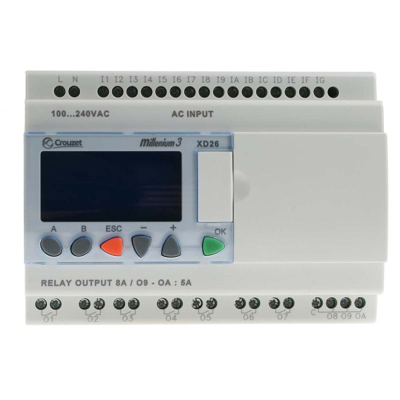 1 pcs - Crouzet Millenium 3 Series Logic Module, 230 V ac Supply, Relay Output, 16-Input, Digital Input