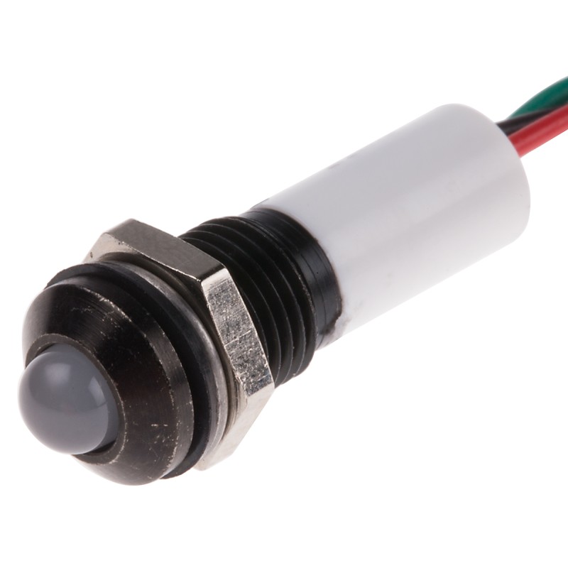 1 pcs - RS PRO Panel Mount Indicator, 12V dc, 8mm Mounting Hole Size, Lead Wires Termination, IP67