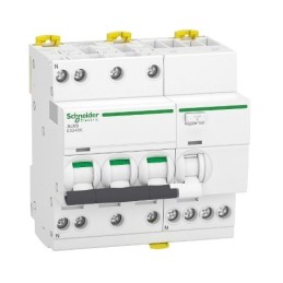 1 pcs - Schneider Electric RCBO, 40A Current Rating, 3P Poles, 300mA Trip Sensitivity, Type C, Acti9 Range