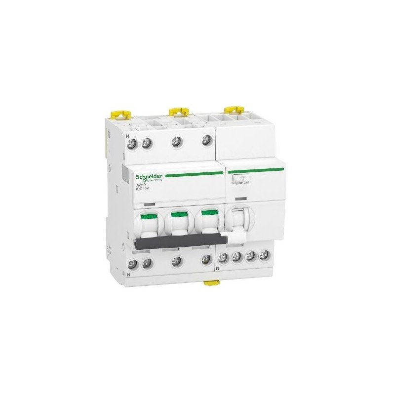 1 pcs - Schneider Electric RCBO, 40A Current Rating, 3P Poles, 300mA Trip Sensitivity, Type C, Acti9 Range