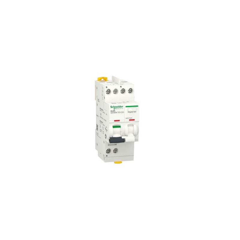 1 pcs - Schneider Electric RCBO, 25A Current Rating, 1P+N Poles, 300mA Trip Sensitivity, Type C, Acti9 Range
